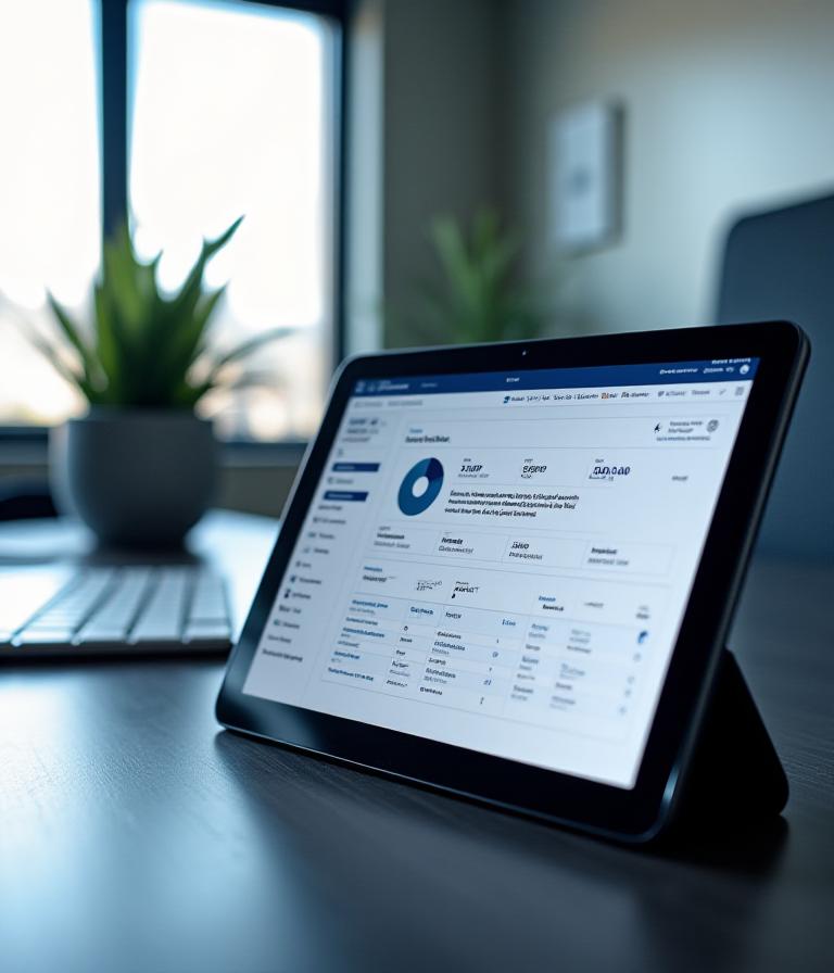 Sophisticated UI concept on a tablet display